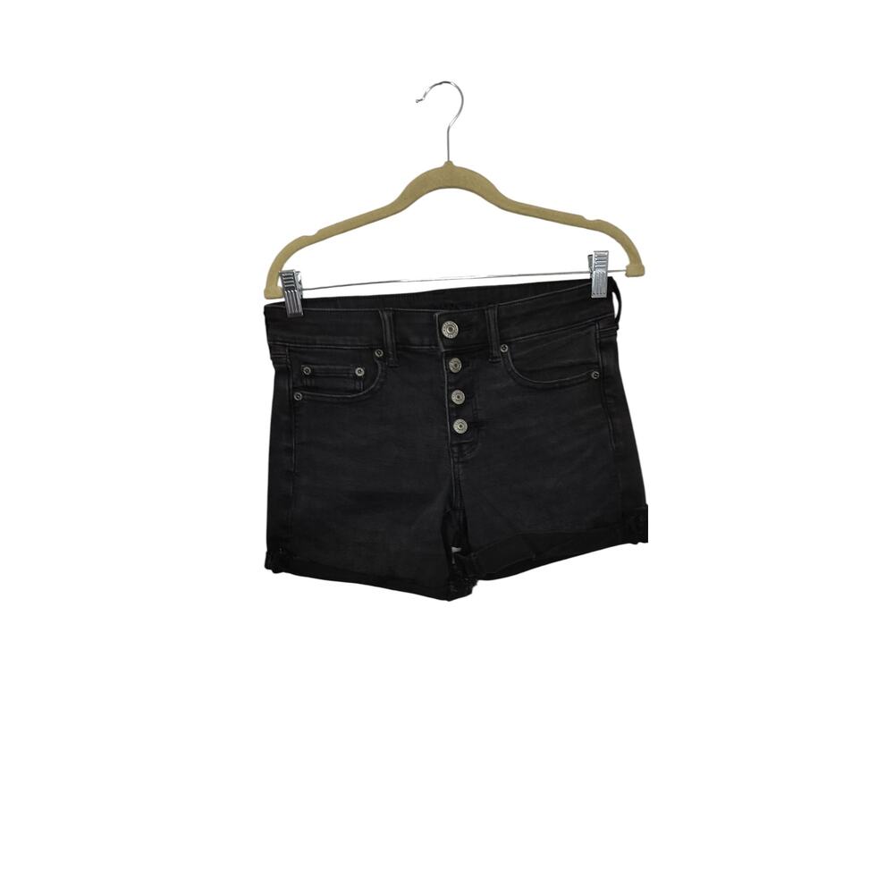 3921) American Eagle Next Level Stretch Black Button Fly Shorts Size 4